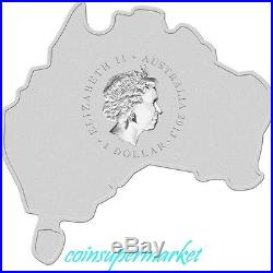 2013 Australia Map Shaped Series Kangaroo 1oz Silver Coin 6000 Minted COA & Box