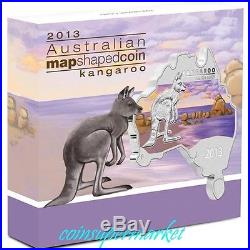 2013 Australia Map Shaped Series Kangaroo 1oz Silver Coin 6000 Minted COA & Box