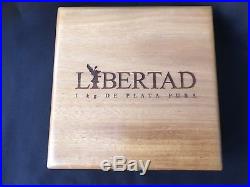 2014 Mexico Libertad Proof Like Kilo Silver w COA, Wood Display Box & Outer Box
