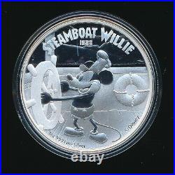 2014 STEAMBOAT WILLIE MICKEY MOUSE 1OZ. 999 SILVER COIN With BOX & COA FREE S/H