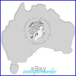 2015 Australia Map Shaped Series Wedge-tailed Eagle 1oz Silver Coin COA & Box