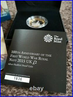 2015 First World War Royal Navy Piedfort £2 Two Pound Silver Proof Coin Boxed