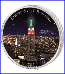 2015 Landmarks at Night Empire State Building 2oz silver coin