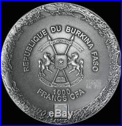 2016 1 Oz Silver LUNAR METEORITE NWA 10546 Nano Chip Coin 1000 Fr Burkina Faso