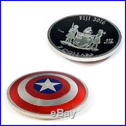 2016 Fiji 2 oz. Proof Silver Domed Marvel Captain America Shield In OGP SKU42254