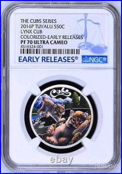 2016 P Tuvalu PROOF Silver The Cubs Lynx NGC PF70 1/2 oz Coin with OGP