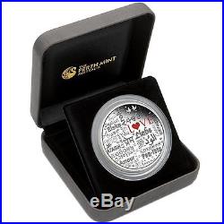 2016 Perth Mint Language of Love 2 OZ $2 two dollar SILVER PROOF COIN TUVALU