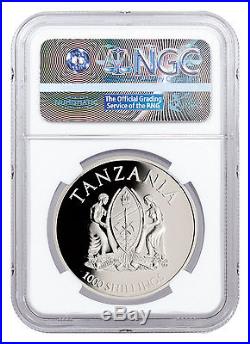 2016 Tanzania 1000S 1 Oz HR Silver Serengeti Black Rhino NGC PF70 UC SKU39412