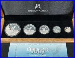 2017 5 Coin Silver Libertad Proof Set 1, 1/2, 1/4, 1/10, 1/20 Mintage 1000