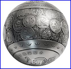 2017 China One Kilo (1000 g) Silver Sphere 35th Anniversary Gold Panda Ltd Ed
