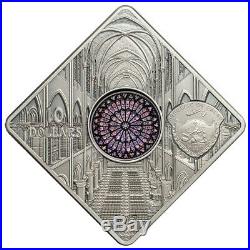 2017 Palau Sacred Art Notre Dame Cathedral UHR 50g Silver Antiqued $10 SKU57901