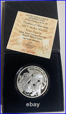 2017 Silver Shield 1 oz Silver Proof TRUMP MAKE WORLD WAR AGAIN Members Only