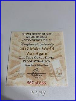 2017 Silver Shield 1 oz Silver Proof TRUMP MAKE WORLD WAR AGAIN Members Only