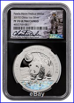 2017-Z China Moon Fest Silver Panda 1 oz Medal NGC PF70 UC Black Duke SKU52708