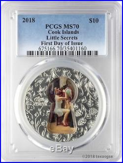 2018 $10 Cook Islands Little Secrets 2oz. 999 Silver Coin PCGS MS70 FD