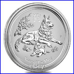 2018 10 oz Silver Lunar Year of The Dog BU Australian Perth Mint In Cap