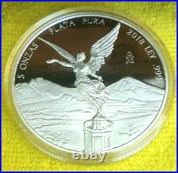 2018 5 oz Silver Libertad PROOF! Coin in Capsule! RARE! Pop of 5,000 ONLY