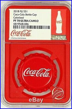 2018 Fiji Coca- Cola Bottle Cap Silver Coin NGC PF70 Red Core Box & COA UC