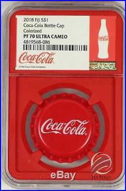 2018 Fiji Coca- Cola Bottle Cap Silver Coin NGC PF70 Red Core Box & COA UC