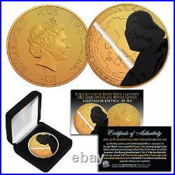 2018 NZM 1 oz Silver STAR WARS Coin 24K Gold Clad BLACK RUTHENIUM DARTH VADER LS