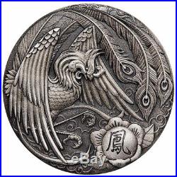 2018 Phoenix Chinese Mythical Creatures Antiqued 2 Oz. 999 Silver Coin 1000 Made