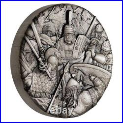 2018 Roman Legion Warfare 2 oz Pure Silver High Relief Antiqued Rimless Coin