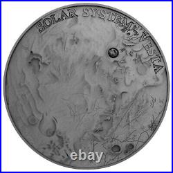 2018 Vesta Solar System Series1 oz Silver Coin With Vesta Meteorite NWA 4664