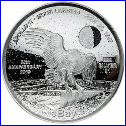 2019 1 Oz PROOF Silver APOLLO 11 50th ANNIV. OF THE MOON LANDING Curved Coin
