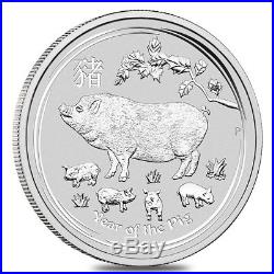 2019 10 oz Silver Lunar Year of The Pig BU Australian Perth Mint In Cap