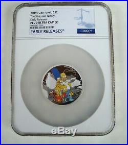 2019 $2 Tuvalu Simpson Family 2oz. 9999 Silver Proof Coin NGC PF70 UC -Early Rel