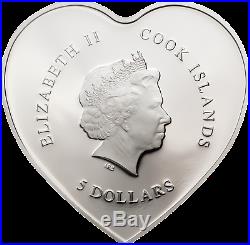 2019 $5 Cook Islands Happy Valentines Day Silver Coin withSwarovski Crystals
