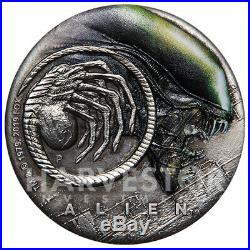 2019 Alien 40th Anniversary 2 Oz. Silver Coin Antiqued With Egg Packaging