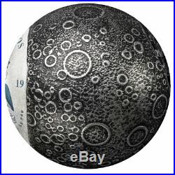 2019 Barbados 50th Moon Landing Spherical 1oz Silver Antiqued $5 Gem BU SKU57865
