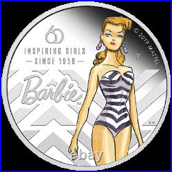 2019 Barbie 60th Anniversary 1 oz Silver Proof Colorized $1 Coin