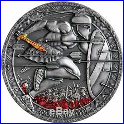 2019 Cameroon 3 oz Legendary Warriors Spartan Hoplite High Relief Silver Coin