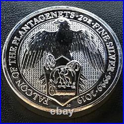 2019 Queen's Beast Falcon of Plantagenets 2 oz. 9999 Silver UK Coin Brexit