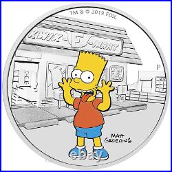2019 The Simpsons Bart Simpson 1oz $1 Silver 99.99% Dollar Proof Coin