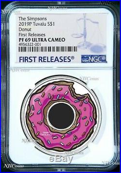 2019 The Simpsons Donut Proof $1 1oz Silver COIN NGC PF 69 First Releases