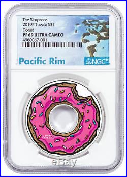 2019 Tuvalu Simpsons Donut 1 oz Silver $1 NGC PF69 UC Pacific Rim SKU57832