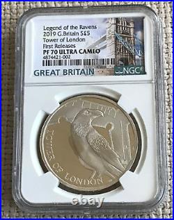 2019 UK Tower Of London Legend Of The Ravens £5 Proof Coin NGC PF 70 UCAM FR