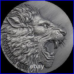 2020 Cameroon Panthera Leo Lion 2 oz. 999 Silver Antiqued Coin Mintage 500