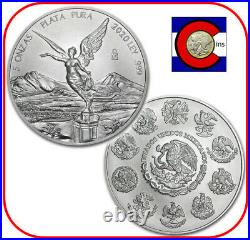 2020 Mexico Libertad 5 oz BU Mexican Silver Coin in direct fit capsule