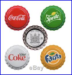 2020 Vending Machine Silver Bottle Cap Fiji Coin Set Sprite Diet Coca-Cola Fanta