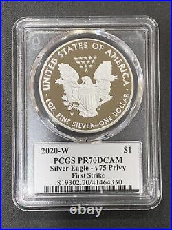 2020-W American Silver Eagle End World War II Privy PR70DCAM FS PCGS v75 Label