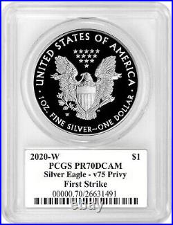 2020 W End of World War 2 Privy 75th WW2 Proof 70 Silver Eagle PF70 PCGS PR70