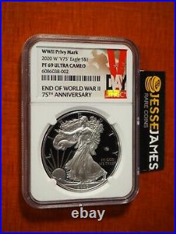 2020 W Proof Silver Eagle World War II V75 Privy Ngc Pf69 Ultra Cameo Vday Label