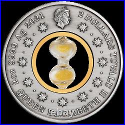 2021 Hourglass 2oz. 9999 $2 Silver Antiqued Coin