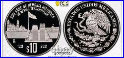 2021 Mexico Silver 10 Peso Tenochtitlan 500th Anniversary Pcgs Pf 69 Ultra Cameo