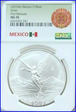 2021 Mexico Silver Libertad 1 Onza Ngc Ms 70 Perfect Fresh First Releases