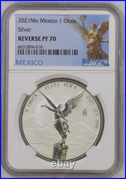 2021 Mo Mexico Silver Libertad 1 Onza Reverse Proof NGC RP 70! Only 1'000